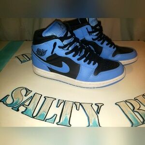 Nike Air Jordan 1 Mid University Blue Black White Mens 9.5 DQ8426-401